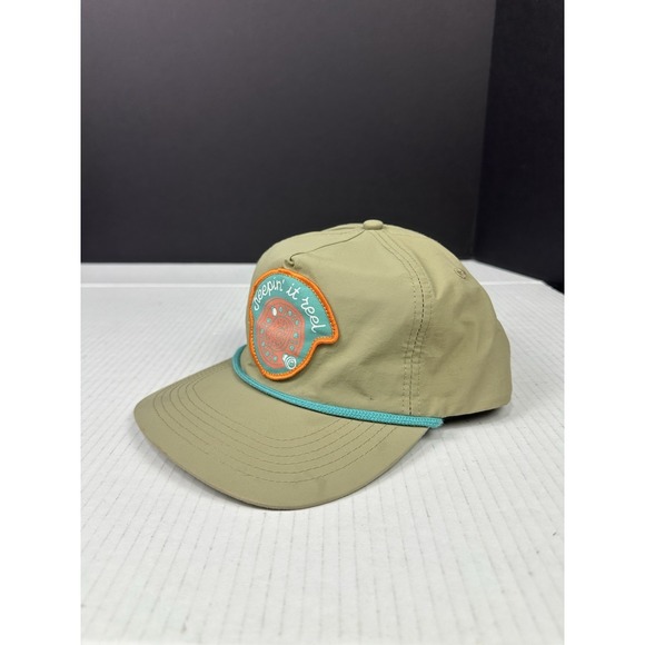Sendero Provisions Co Keepin It Reel Beige Teal Nylon Snapback Adjustable Hat - Picture 3 of 6